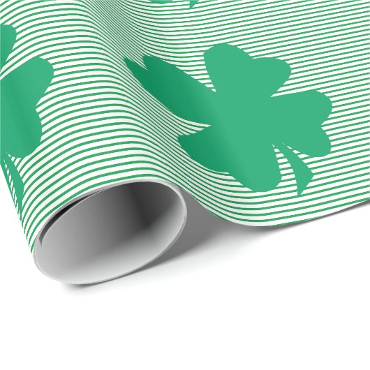 Shamrock Leaf Green Stripes St Patrick's Day 2024 Cadeaupapier (Rol Hoek)
