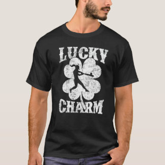 Shamrock Leaf Lucky Charm Softball Player St Patri T-shirt