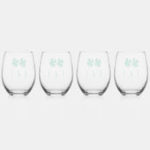 Shamrock Leaf Monogram St Patrick's Day Gift Set Wijnglas Zonder Voet (Achterkant)