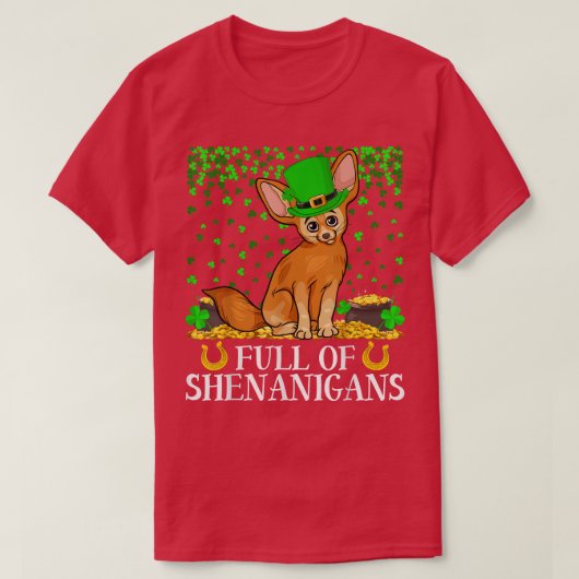 Shamrock Leaf vol van Shenanigans Fennec voor St P T-shirt (Design voorkant)