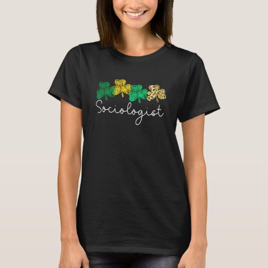 Shamrock Leopard Saint Paddy's Sociologist St Patr T-shirt (Voorkant)
