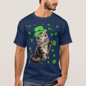 Shamrock Leprechaun Cat St Patricks Day Irish T-shirt (Voorkant)