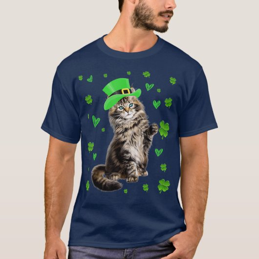 Shamrock Leprechaun Cat St Patricks Day Irish T-shirt (Voorkant)