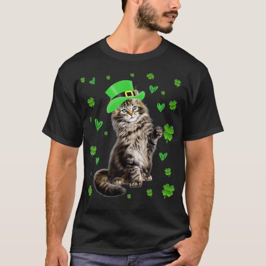 Shamrock Leprechaun Cat St Patricks Day Irish T-shirt (Voorkant)