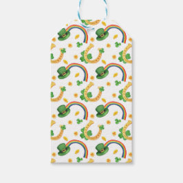 Shamrock & Leprechaun Pet met regenboogpatronen Cadeaulabel