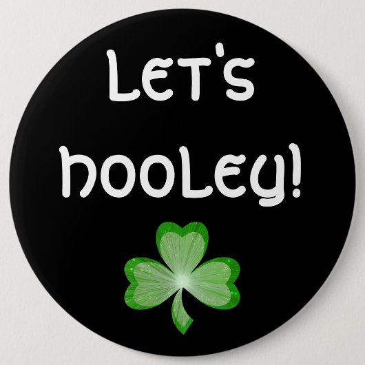 Shamrock 'Let's Hooley' knop zwart! Ronde Button 6,0 Cm (Voorkant)