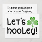 Shamrock 'Let's Hooley'-uitnodiging wit Kaart (Voorkant / Achterkant)