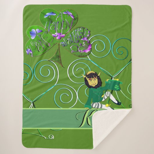 Shamrock Letters & Leprechaun Sherpa Deken (Voorkant)