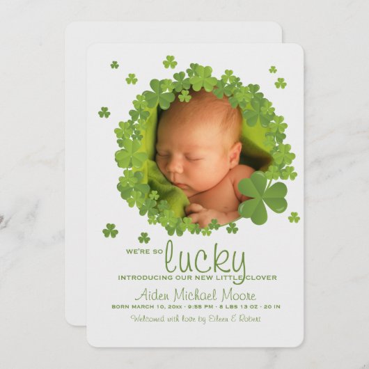 Shamrock Lijst Invitation Aankondiging (Voorkant / Achterkant)