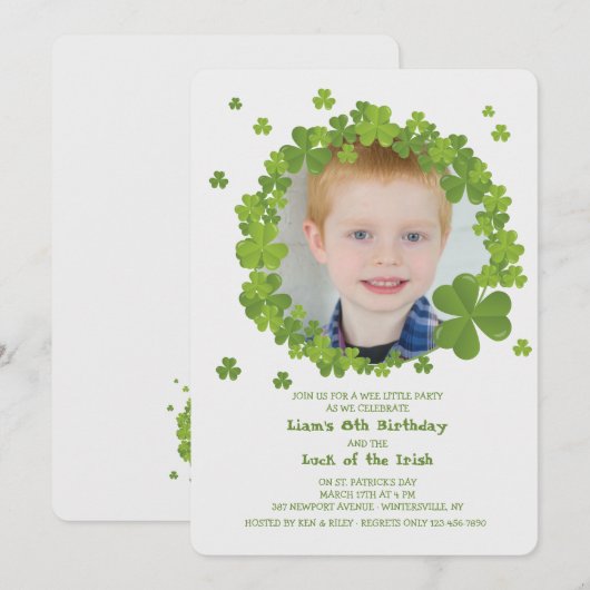 Shamrock Lijst Invitation Kaart (Voorkant / Achterkant)