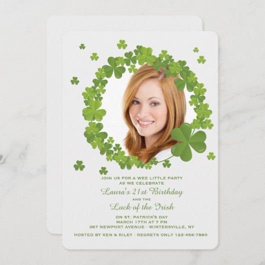Shamrock Lijst Invitation Kaart (Voorkant / Achterkant)