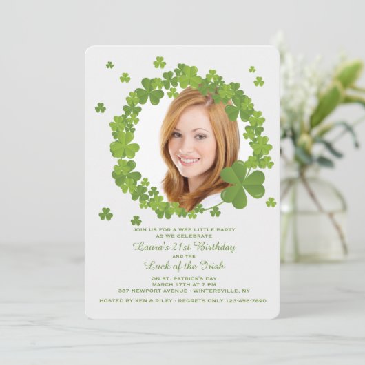 Shamrock Lijst Invitation Kaart (Staand voorkant)