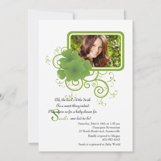 Shamrock Lijst Photo Invitation Kaart (Voorkant)