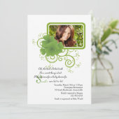 Shamrock Lijst Photo Invitation Kaart (Staand voorkant)