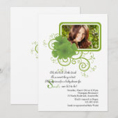 Shamrock Lijst Photo Invitation Kaart (Voorkant / Achterkant)