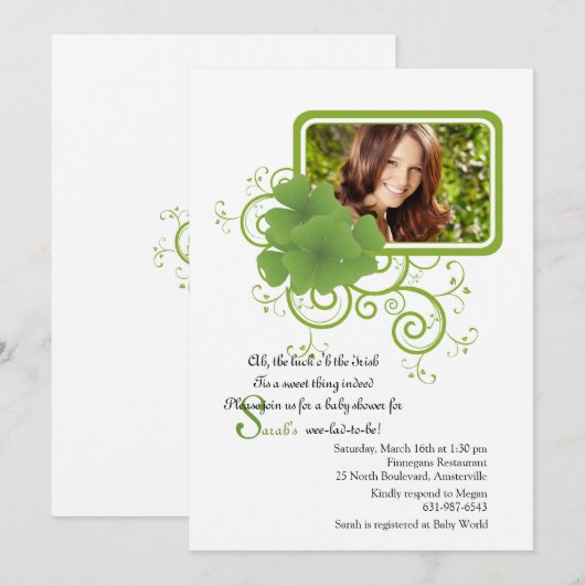Shamrock Lijst Photo Invitation Kaart (Voorkant / Achterkant)