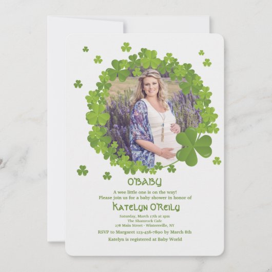 Shamrock Lijst Photo Invitation Kaart (Voorkant)