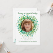 Shamrock Lijst St. Patrick's Day Card Kaart (Voorkant / Achterkant in situ)