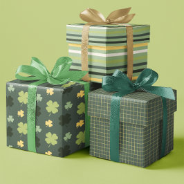 Shamrock & Lines Feestelijke Groen & Geel set van  Inpakpapier Vel