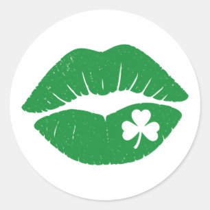 Shamrock Lippen Kussen Me St. Patrick's Day Ronde Sticker