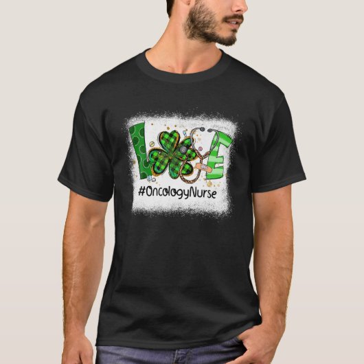 Shamrock Love Oncology Nurse Irish St Patricks Day T-shirt (Voorkant)
