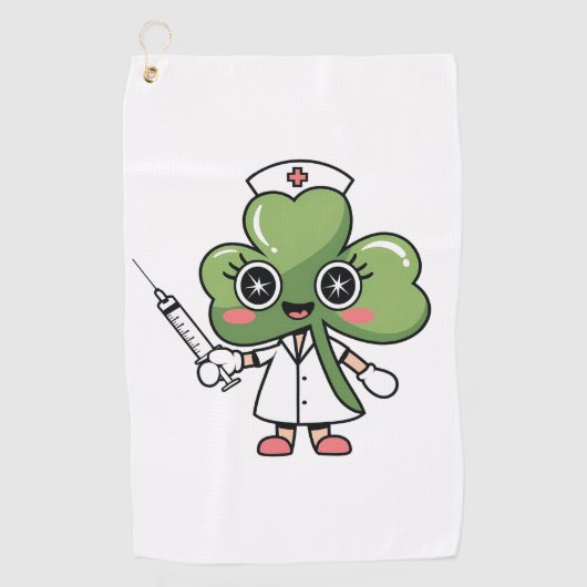 Shamrock Lucky Charm Nurse Kawaii Lucky Charm Golfhanddoek (Voorkant)