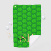 Shamrock & Lucky Clover blad monogram / Iers Golfhanddoek (Insitu)
