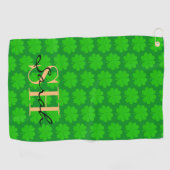 Shamrock & Lucky Clover blad monogram / Iers Golfhanddoek (Horizontaal)