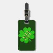 Shamrock & Lucky Clover leaf monogrammed/Irish Bagagelabel (Voorkant verticaal)