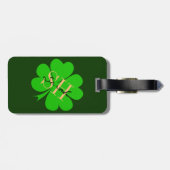 Shamrock & Lucky Clover leaf monogrammed/Irish Bagagelabel (Achterkant horizontaal)