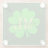 Shamrock & Lucky Clover leaf monogrammed/Irish G Glazen Onderzetter (Achterkant)