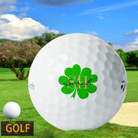 Shamrock & Lucky Clover leaf monogrammed/Irish Golfballen