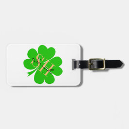 Shamrock & Lucky Clover leaf monogrammed/Irish L Bagagelabel
