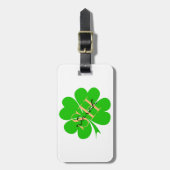 Shamrock & Lucky Clover leaf monogrammed/Irish L Bagagelabel (Voorkant verticaal)