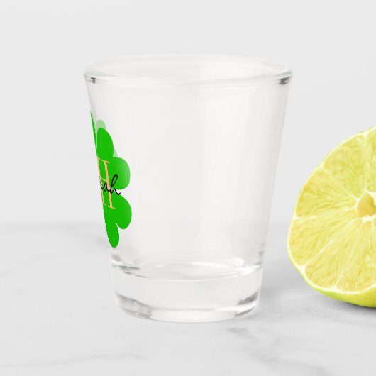 Shamrock & Lucky Clover leaf monogrammed/Irish Shot Glas (Rechts)