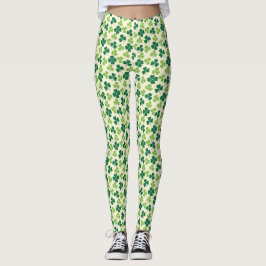 Shamrock Lucky Clover Pattern St Patrick's Day Leggings