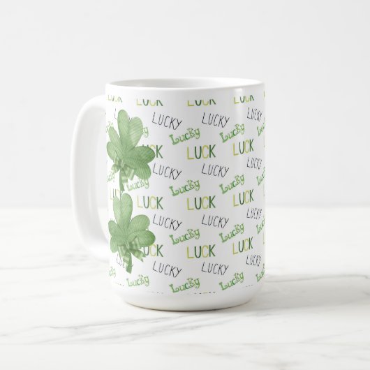 Shamrock Lucky Coffee Mok (Voorkant links)