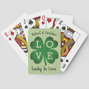 Shamrock Lucky in Love Monogrammed Names Pokerkaarten