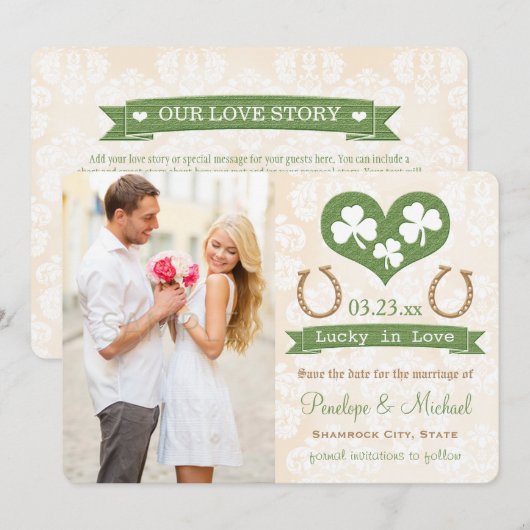 Shamrock Lucky in Love Save the Date (Voorkant / Achterkant)