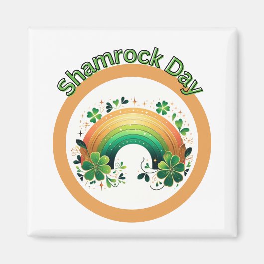 Shamrock Lucky Regenboog St. Patrick's Dag Magneet (Voorkant)