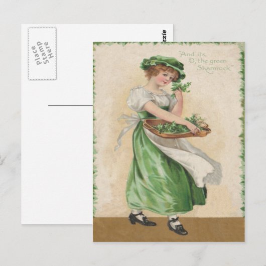 Shamrock Maiden St Patrick's Day Kaart (Voorkant / Achterkant)