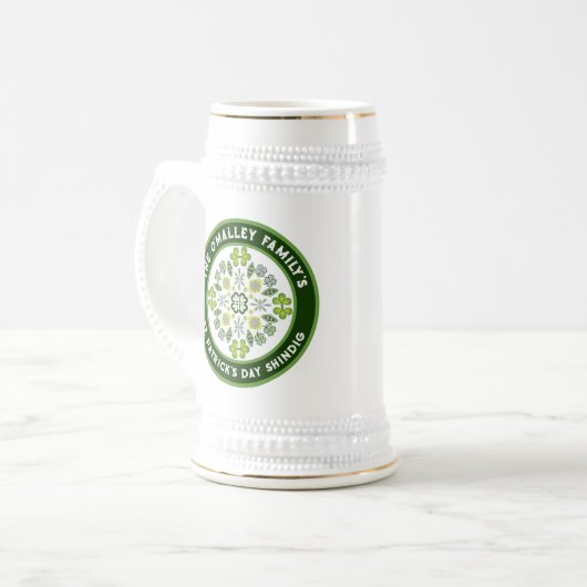 Shamrock Mandala St. Patrick's Day Familiefeest Bierpul (Voorkant links)