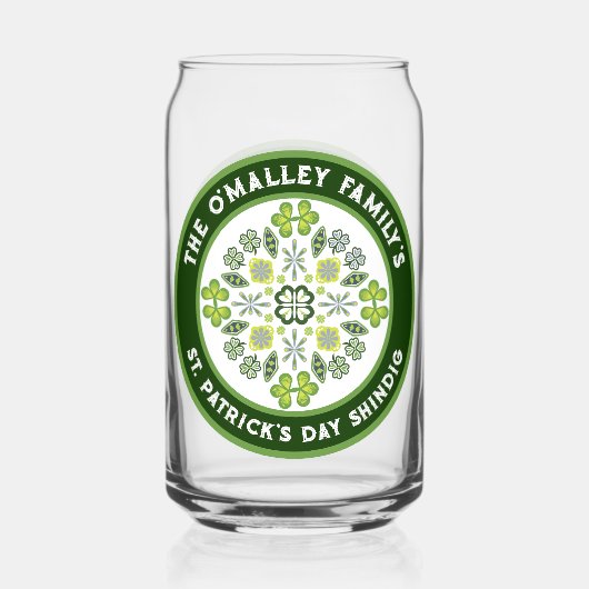 Shamrock Mandala St. Patrick's Day Familiefeest Blikvorm Glas (Voorkant)