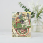 Shamrock Married Couple Horse Carriage Cherub Briefkaart (Staand voorkant)