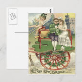 Shamrock Married Couple Horse Carriage Cherub Briefkaart (Voorkant / Achterkant)