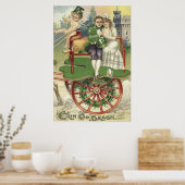 Shamrock Married Couple Horse Carriage Cherub Poster (Keuken)