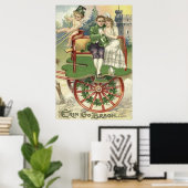 Shamrock Married Couple Horse Carriage Cherub Poster (Thuiskantoor)