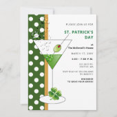 Shamrock martini St Patricks Day Party Invitation Kaart (Voorkant)