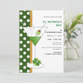 Shamrock martini St Patricks Day Party Invitation Kaart (Staand voorkant)