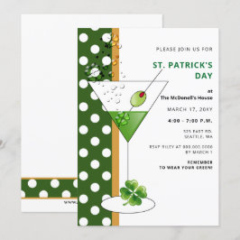 Shamrock martini St Patricks Day Party Invitation Kaart